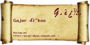 Gajer Ákos névjegykártya